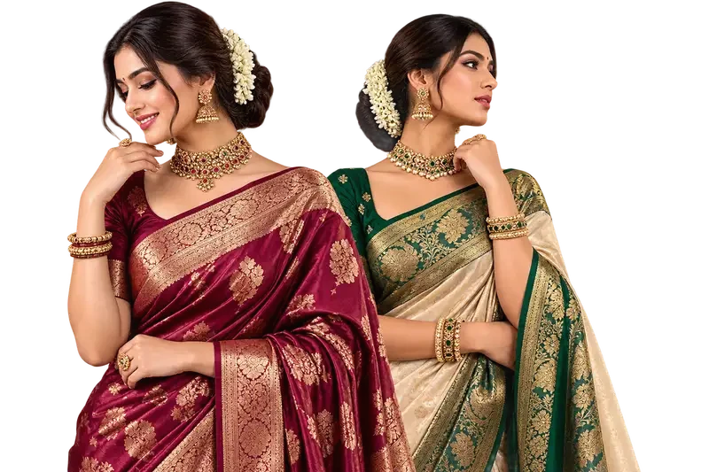 Models wearing Vastram by REK sarees