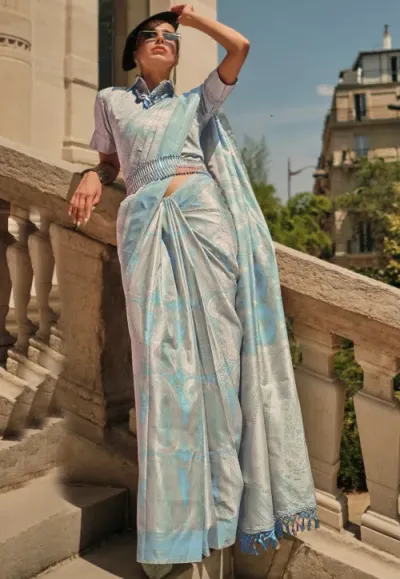 Sky Blue Kota Silk Saree