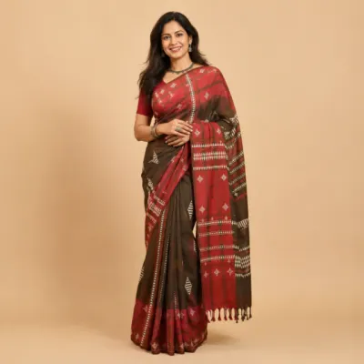 Terracotta Handloom Cotton Saree